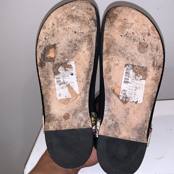 Isabel Marant Leakey Ruffled Printed Leather Sandals In Ecru size 36/6 - Picture 6 of 7